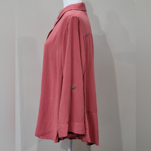 Soft Surroundings Santa Barbara Button Down Tunic Top Coral 1XLarg Cotton Modal - Picture 4 of 10